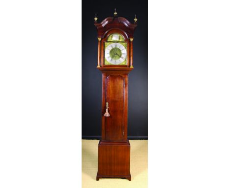 An 18th Century Oak Eight-day Longcase Clock by Sherwood of Doncaster. The 12¼ inch (31 cm) brass dial having a silvered conv