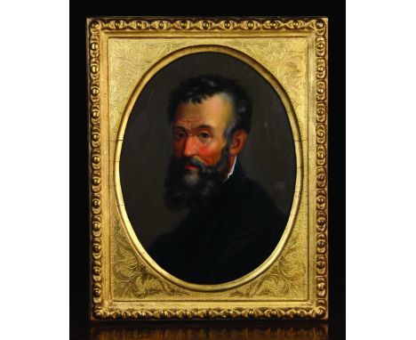 Italian School After Michelangelo, Circa 1860: An Oil of Oval Board: Self Portrait Study, 11 ins x 10 ins (28 cms x 25.5 cms)