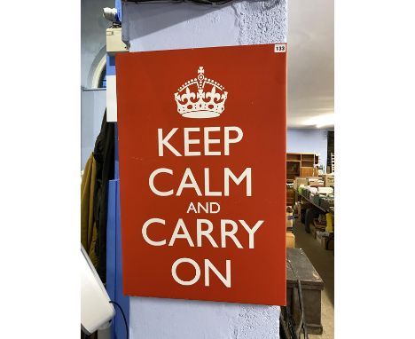 A contemporary canvas print, 'Keep Calm and Carry On', 50cm x 76cm