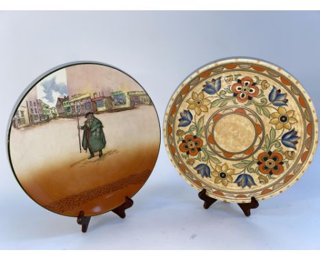 A Royal Doulton Dickens Ware charger, diameter 34cm and a Crown Ducal charger