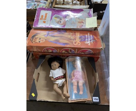 A 1970s vinyl Sasha doll, four boxed Sheena and other dolls and an Ideal Tearie Dearie doll