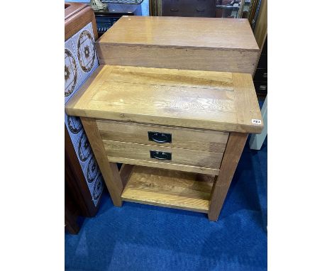 A light oak two drawer side table, 75cm W