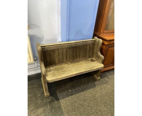 A weathered two seater pew, 110cm W