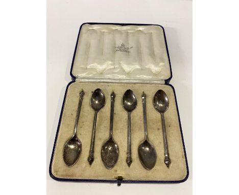 A set of six Mappin and Webb silver coffee bean spoons, gross weight 69.9g