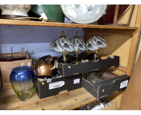 Four boxes of assorted, copper, glassware etc