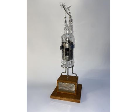 An interesting display encasing the 500 Millionth valve produced at Mullard Blackburn, presented to S.R. Mullard MBE MIEE, th