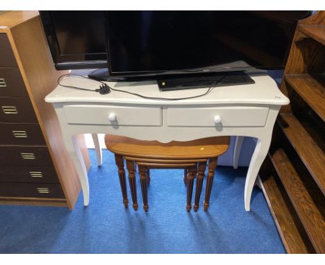 White two drawer side table and a nest of tables