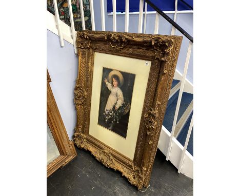 A large modern framed picture of a young girl, 127cm x 94cm including frame