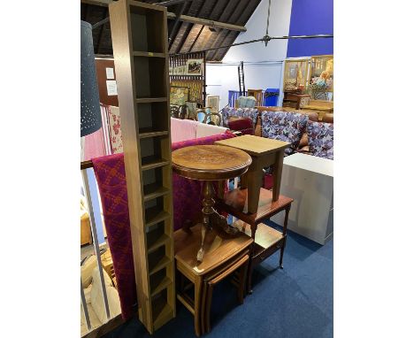 A CD stand, quantity of occasional tables etc