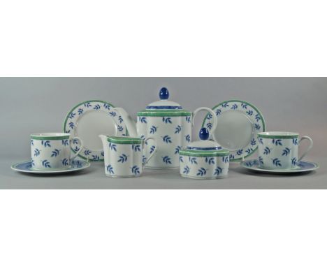 A Villroy and Bosch tea service, from the Country Collection, to comprise tea pot, sugar bowl, jug, ten cups and saucers and 