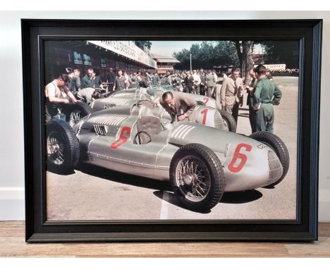 Auto Union Team at the German Grand Prix, 1938'A large format true-photographic colour print depicting the three Auto Union '
