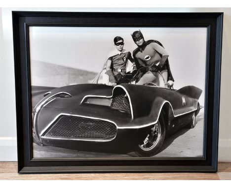 Quick Robin, to the Batmobile!'A large format true-photographic monochrome print depicting Adam West and Burt Ward as Batman 