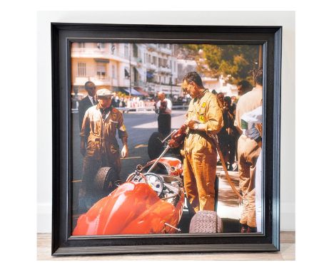 Ferrari Pit Stop at the Monaco Grand Prix, 1963'A large format true-photographic colour print depicting a Ferrari 156 in the 