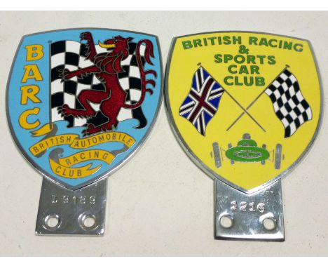 Two Car BadgesChrome-plated enamel member's badges for the BRSCC and BARC, both offered in excellent condition. Together with