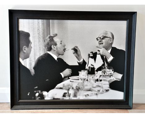 Don't Bite the Hand That Feeds You'A large format true-photographic monochrome print depicting the great Enzo Ferrari spoon-f