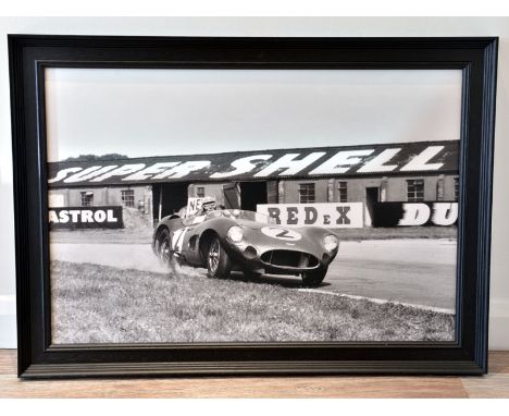 Carroll Shelby at Woodcote, 1959'A large format true-photographic monochrome print depicting Carroll Shelby cornering the Ast