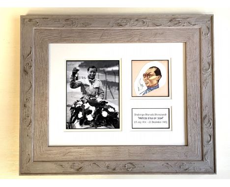 Prince Bira of Siam / ERA 'Romulus' Signed PresentationA framed photographic presentation, featuring a period monochrome phot