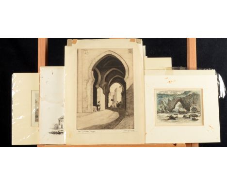 SAM GARRATT West Gateway, Tangier Etching Signed and inscribed Together with 18th century engravings and other prints 