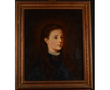 Portrait of a girl 19th century oil on canvas 54.5 x 44cm