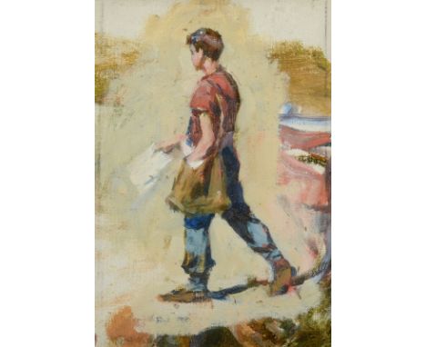 STANHOPE ALEXANDER FORBESPaperboyOil on canvas, laid downSigned label to the back23 x 17 cm(See illustration)This is a sketch