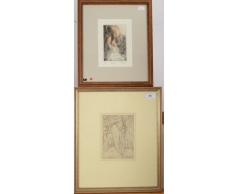 LAWRENCE JOSSETWoodland Etching Signed 16 x 12cmTogether with one other etching 'Daydream' by Pat Mallinson 14 x 9cm
