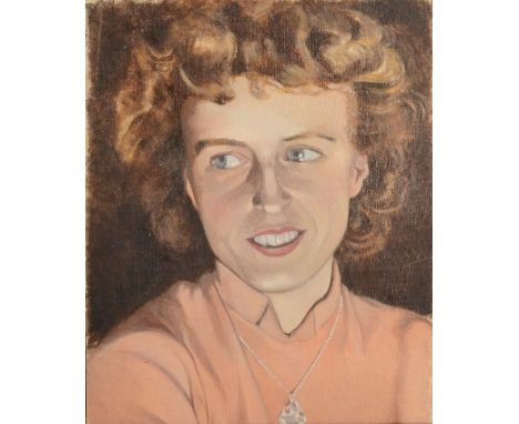 FRANK L JOHNSONWoman With A NecklaceOil on canvas33 x 25 cmFrank Johnson was a teacher for David Hockney at Bradford college