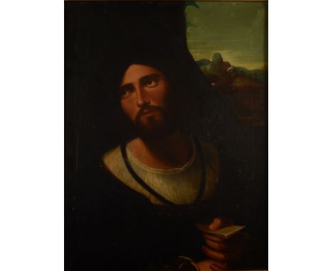 19th century Continental School Portrait of a Saint Oil on canvas 44 x 34cm