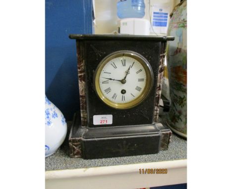 VICTORIAN BLACK MARBLE MANTEL CLOCK 