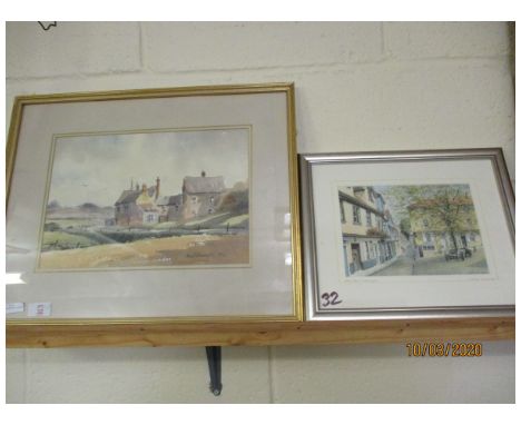 RON THORNE SIGNED WATERCOLOUR AND FURTHER PRINT OF ELM HILL 