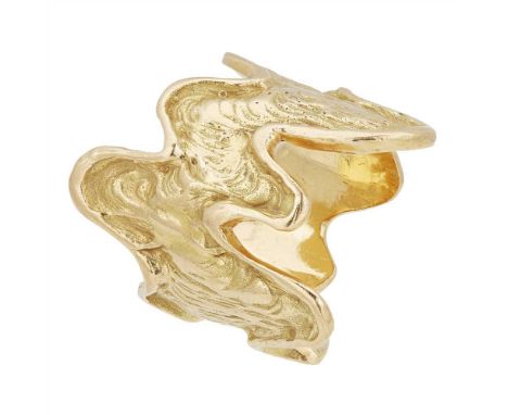 A 1960s/1970s gold ring of abstract textured form (Dimensions: Ring size: J)(Ring size: J)Condition report: Generally in good