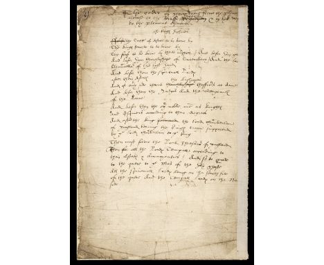 * [Henry VIII]. Draft document regarding arrangements for a royal procession, circa 1529, single sheet written to one side in