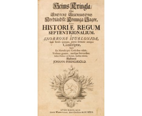 Sturluson (Snorri). Heims Kringla eller Snorre Sturlusons Nordlänske Konunga Sagor. Sive historiae regum septentrionalium ...