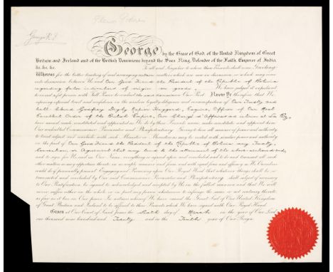 * George V (1865-1936). King of the United Kingdom 1910-36. Document Signed, ‘George R.I.’, as King, at the head, Court of Sa