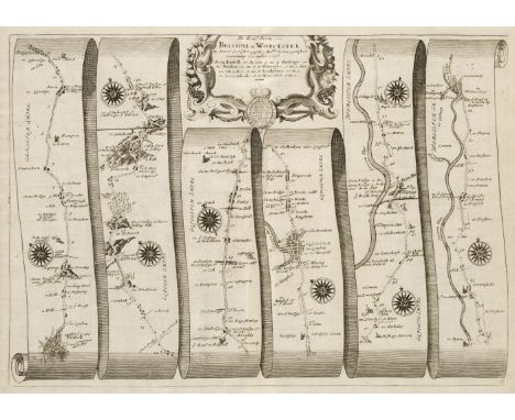 Ogilby (John). The Road from Bristoll to Worcester, [1675 or later], uncoloured engraved road map (complete on one sheet), 31