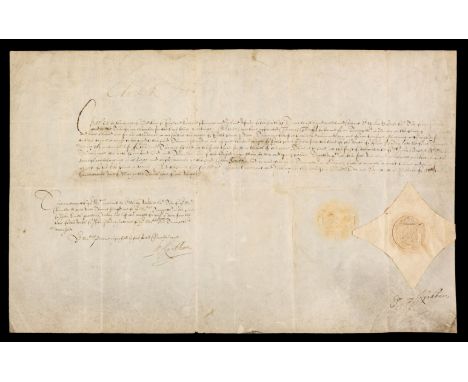 * Charles I (1600-1649). King of England, Scotland &amp; Ireland,1625-49. A fine Document Signed, 'Charles R', as King, at th