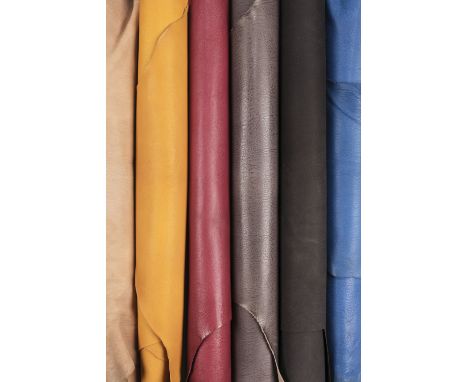 * Leather - Goatskin. A large selection of goatskin bookbinding leather, full and large part skins, colours including terraco