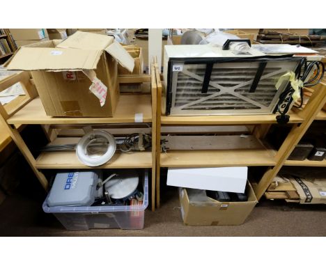 * Workshop equipment. A selection of electrical workshop equipment, including small mains powered air compressor with two hig