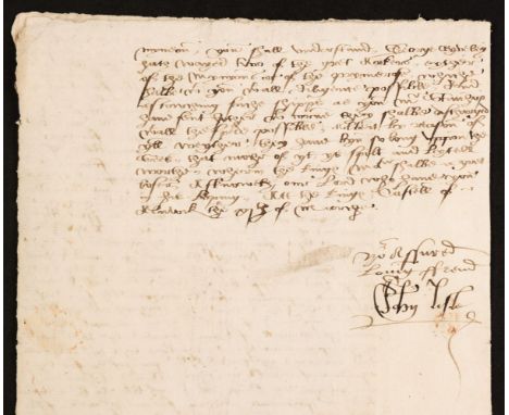 * Dudley (John, 1504-1553). 1st Duke of Northumberland. A rare Letter Signed, 'John Lisle', as Viscount Lisle, Alnwick Castle