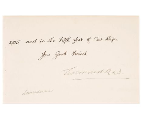 * Edward VII (1841-1910). King of the United Kingdom 1901-10. Letter Signed, ‘Edward R &amp; I’, as King, Buckingham Palace, 
