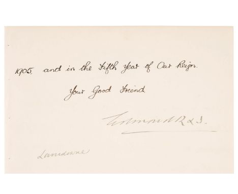 * Edward VII (1841-1910). King of the United Kingdom 1901-10. Letter Signed, ‘Edward R &amp; I’, as King, Buckingham Palace, 