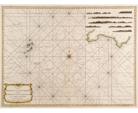 Sea Charts. Sayer (R. &amp; Bennett J.), A Chart of the Entrance into the Channel containing the West Coast of Cornwall and S