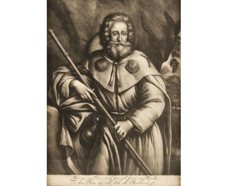 * Killigrew (Sir Thomas, 1618-1682, subject). [Portrait of Sir Thomas Killigrew as a pilgrim], c.1680, mezzotint on laid pape