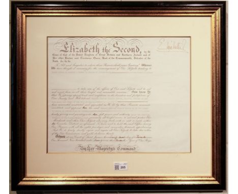 * Elizabeth II (1926- ). Queen of Great Britain and Northern Ireland. Document Signed, 'Elizabeth R', St James's, 22 November