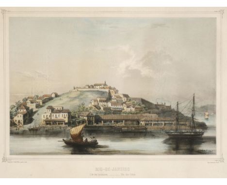 * Brazil. Three views of Rio de Janeiro: Baie Don Manuel, Cale de débarquement; L'Ile des Couleuvres; &amp; Les Noirs au Marc