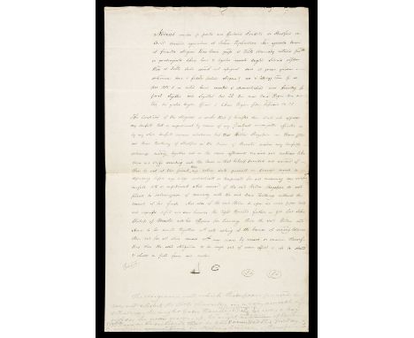 * Shakespeare (William &amp; Phillipps, Thomas). Letter containing written transcript of the bond given at the time of obtain