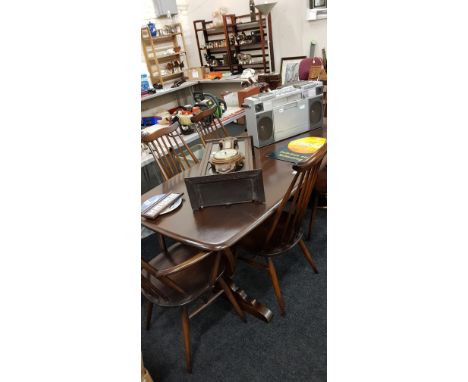 ERCOL TABLE AND SIX CHAIRS