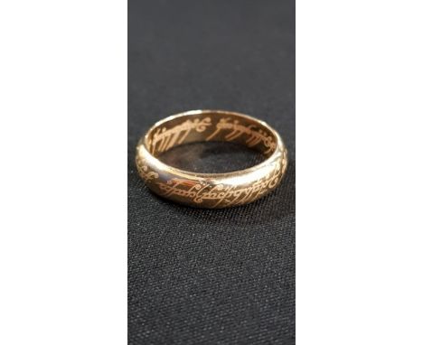 9CT GOLD LORD OF THE RINGS RING APPROX 6.5 GRAMS