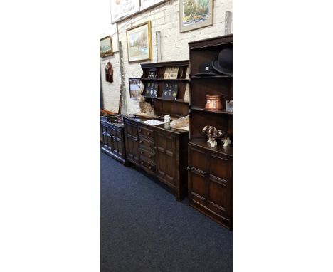 ERCOL DRESSER, CORNER CABINET AND CABINET