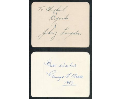 Horse Racing - Legendary jockeys, Two vintage signed cards, both 4.5x3.5 inches, one dedicated: Johnny Longden (small ink smu