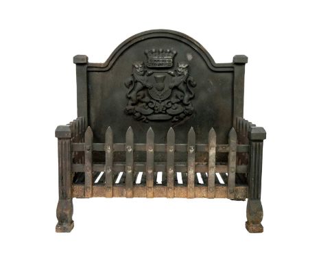 A cast iron dog grate. Height 43 x 49.5cm.